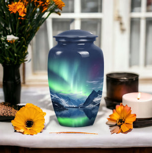 Aurora Borealis Cremation Urn for Human Ashes