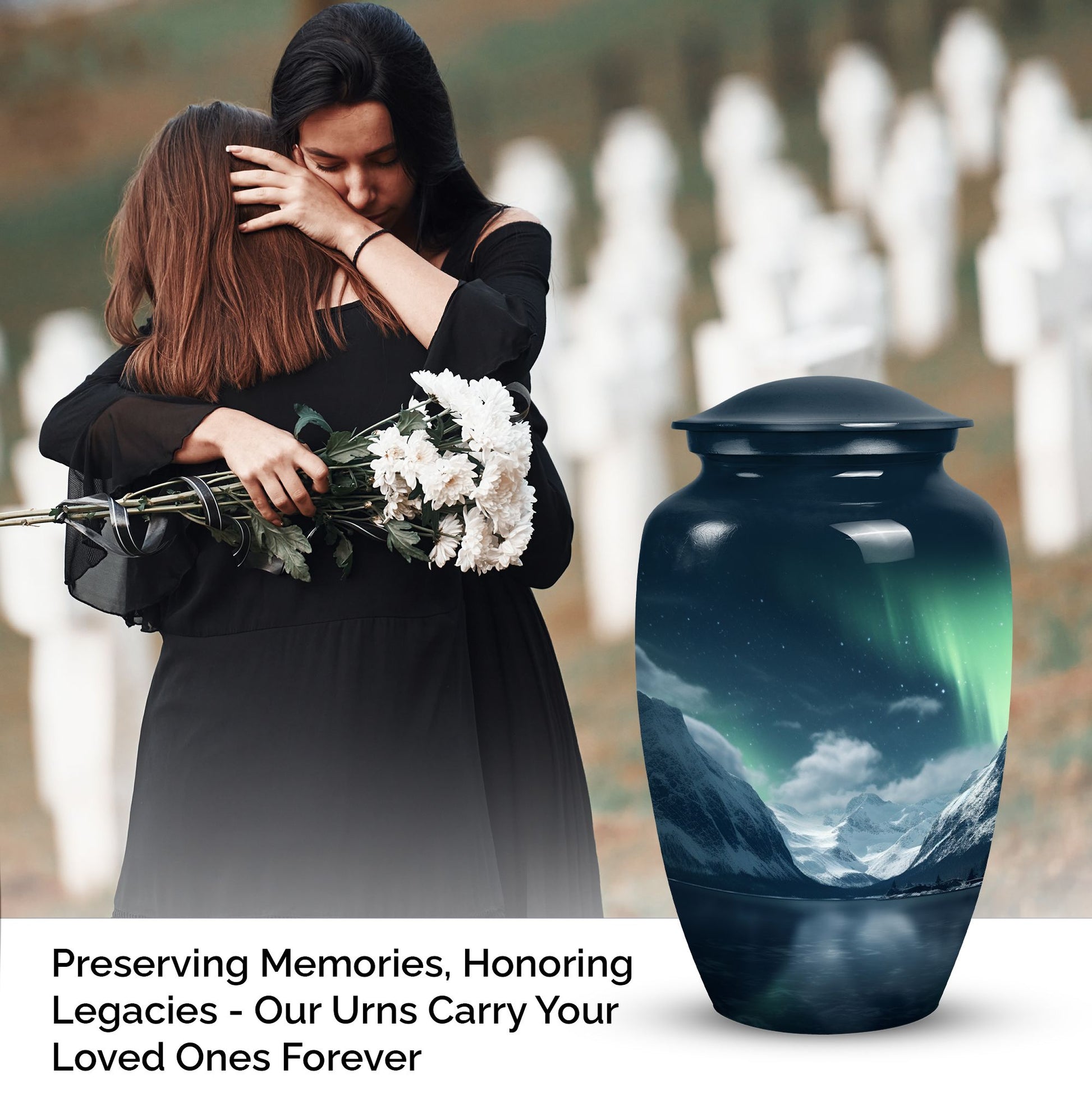 Northern Lights Cremation Urn for Human Ashes