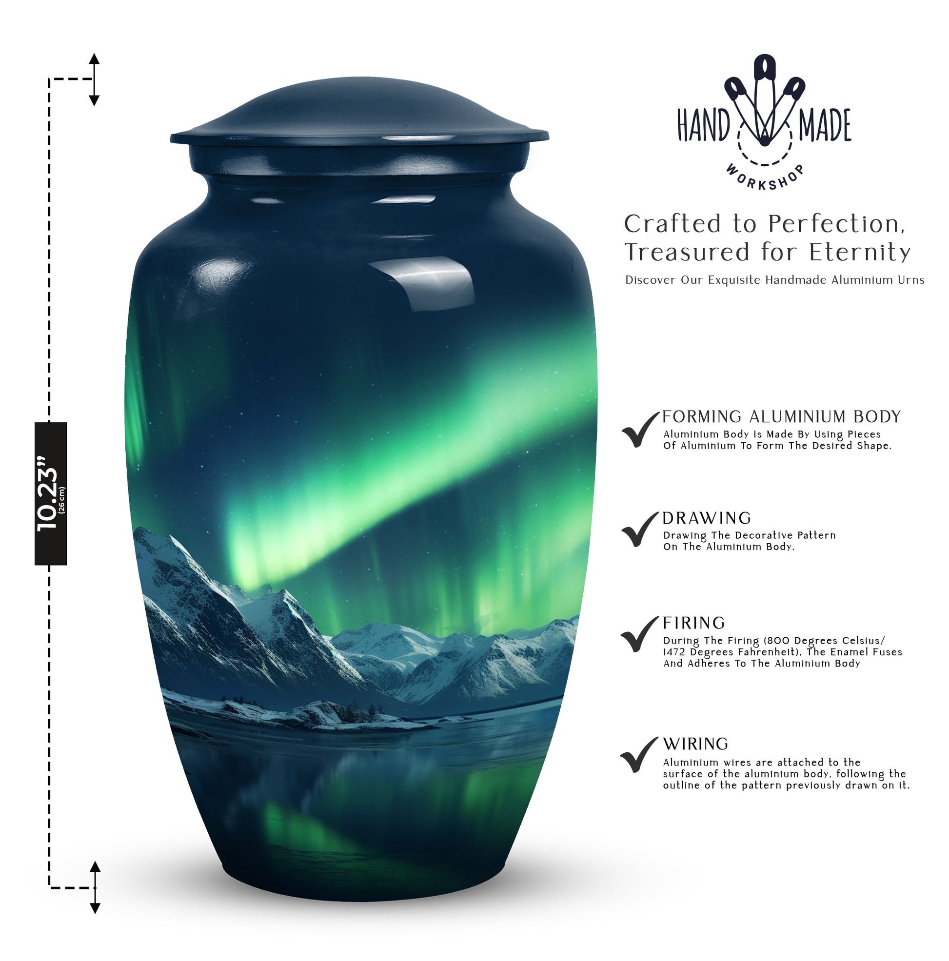 Aurora Borealis Handmade Cremation Urn for Human Ashes