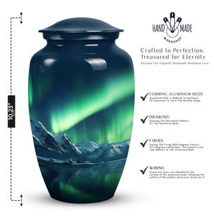 Aurora Borealis Handmade Cremation Urn for Human Ashes