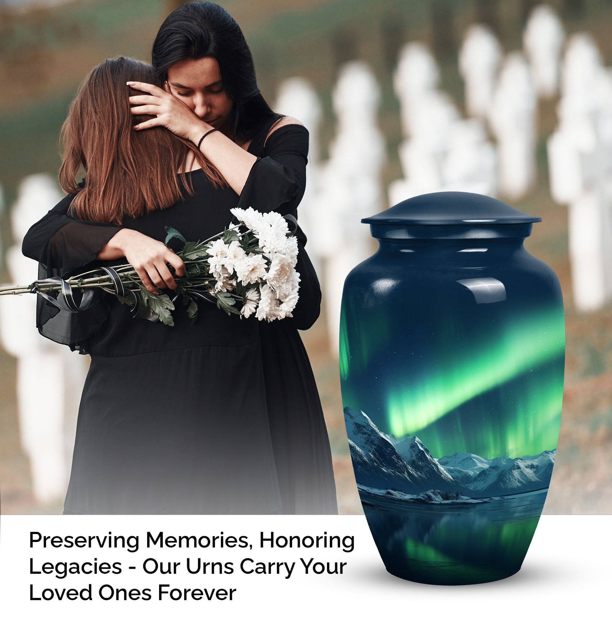 Aurora Borealis Handmade Cremation Urn for Human Ashes