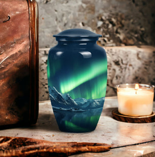 Aurora Borealis Handmade Cremation Urn for Human Ashes