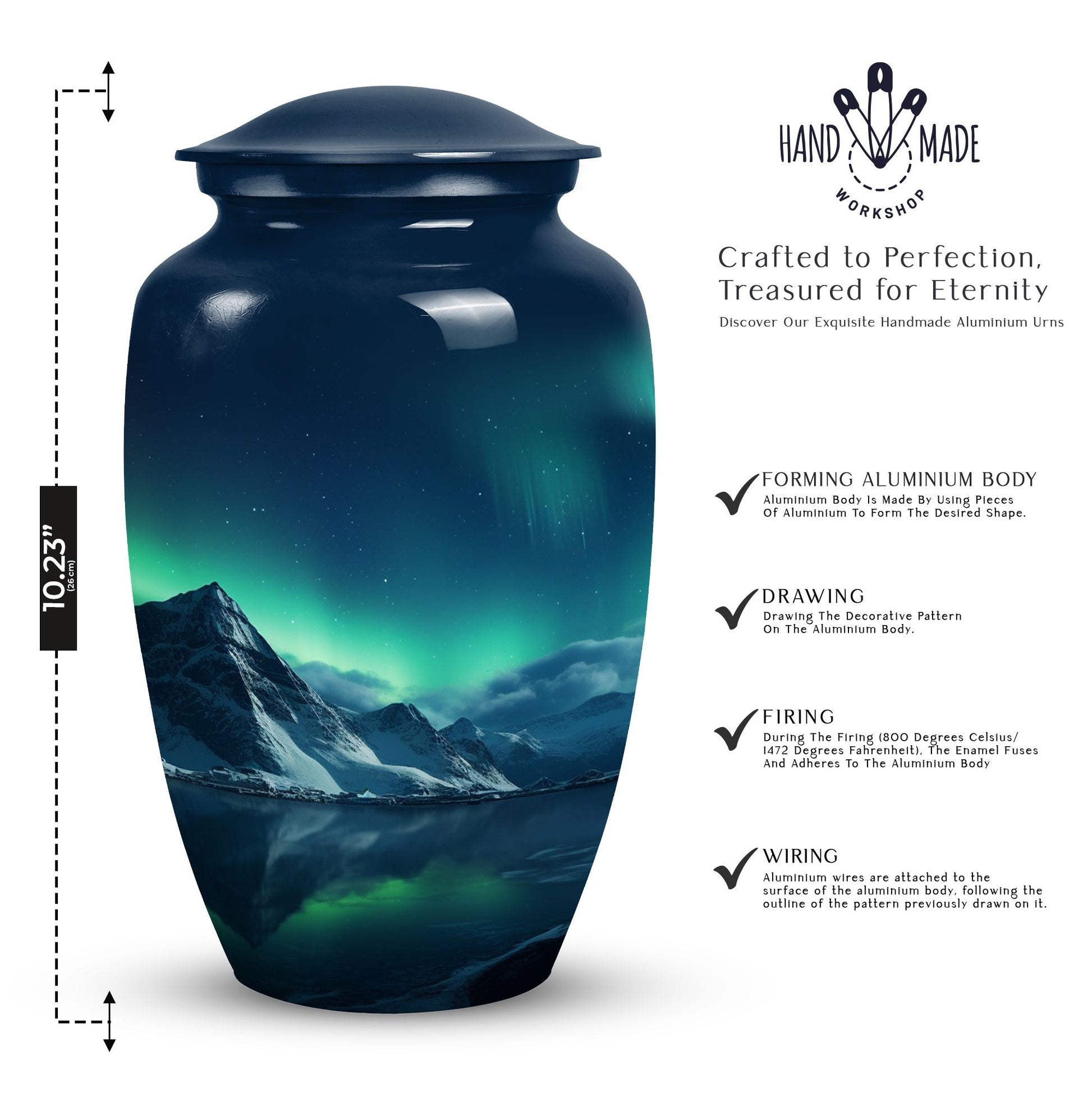 Aurora Borealis Cremation Container for Adult Human Ashes