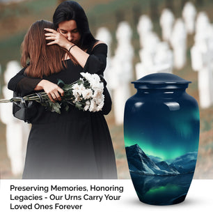 Aurora Borealis Cremation Container for Adult Human Ashes