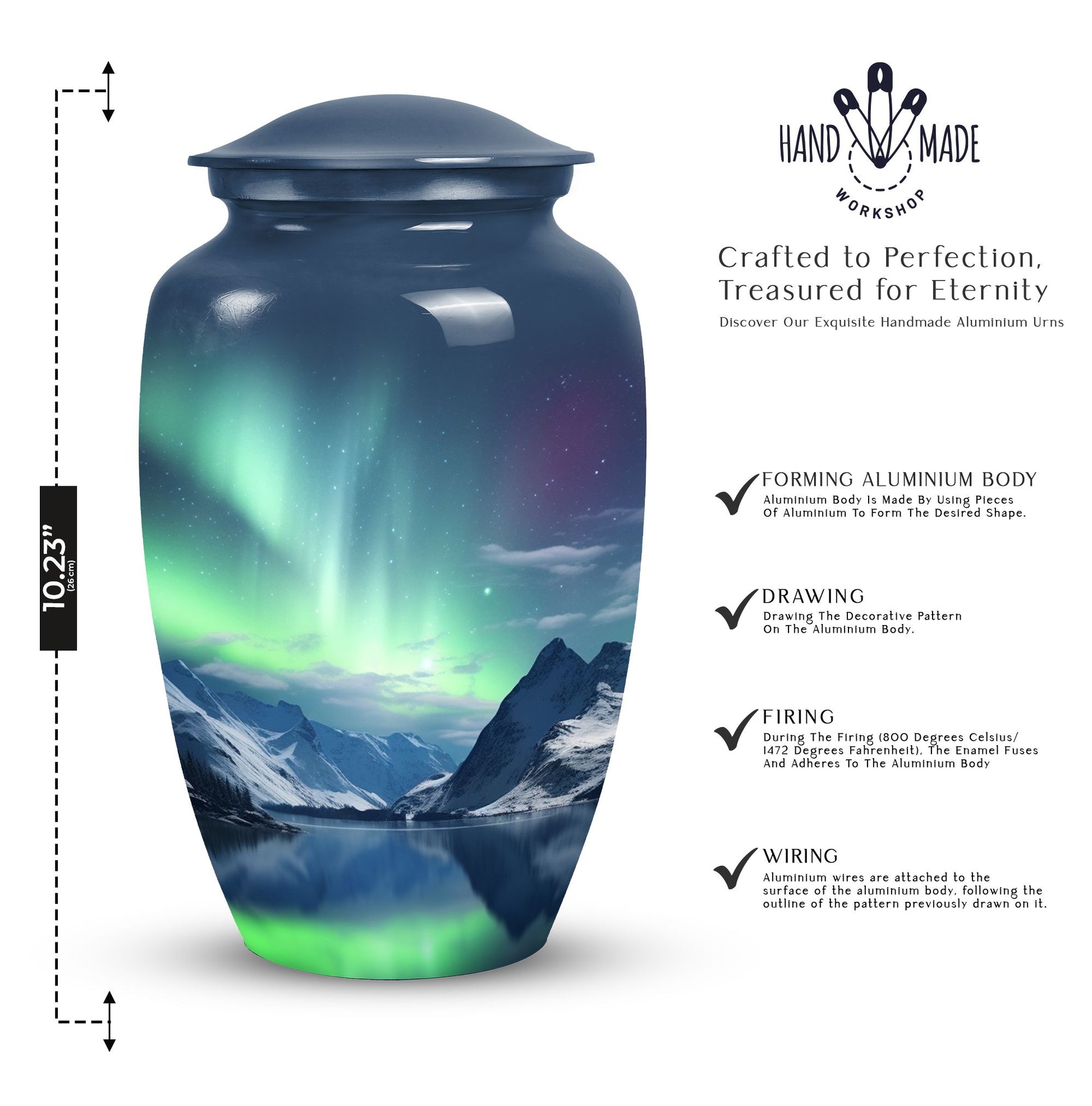 Aurora Borealis Memorial Urn for Adult Human Remains