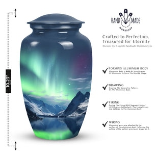 Aurora Borealis Memorial Urn for Adult Human Remains