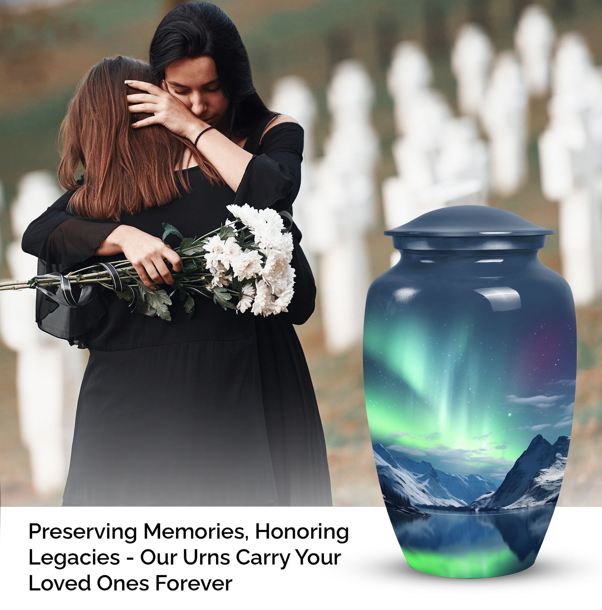 Aurora Borealis Memorial Urn for Adult Human Remains