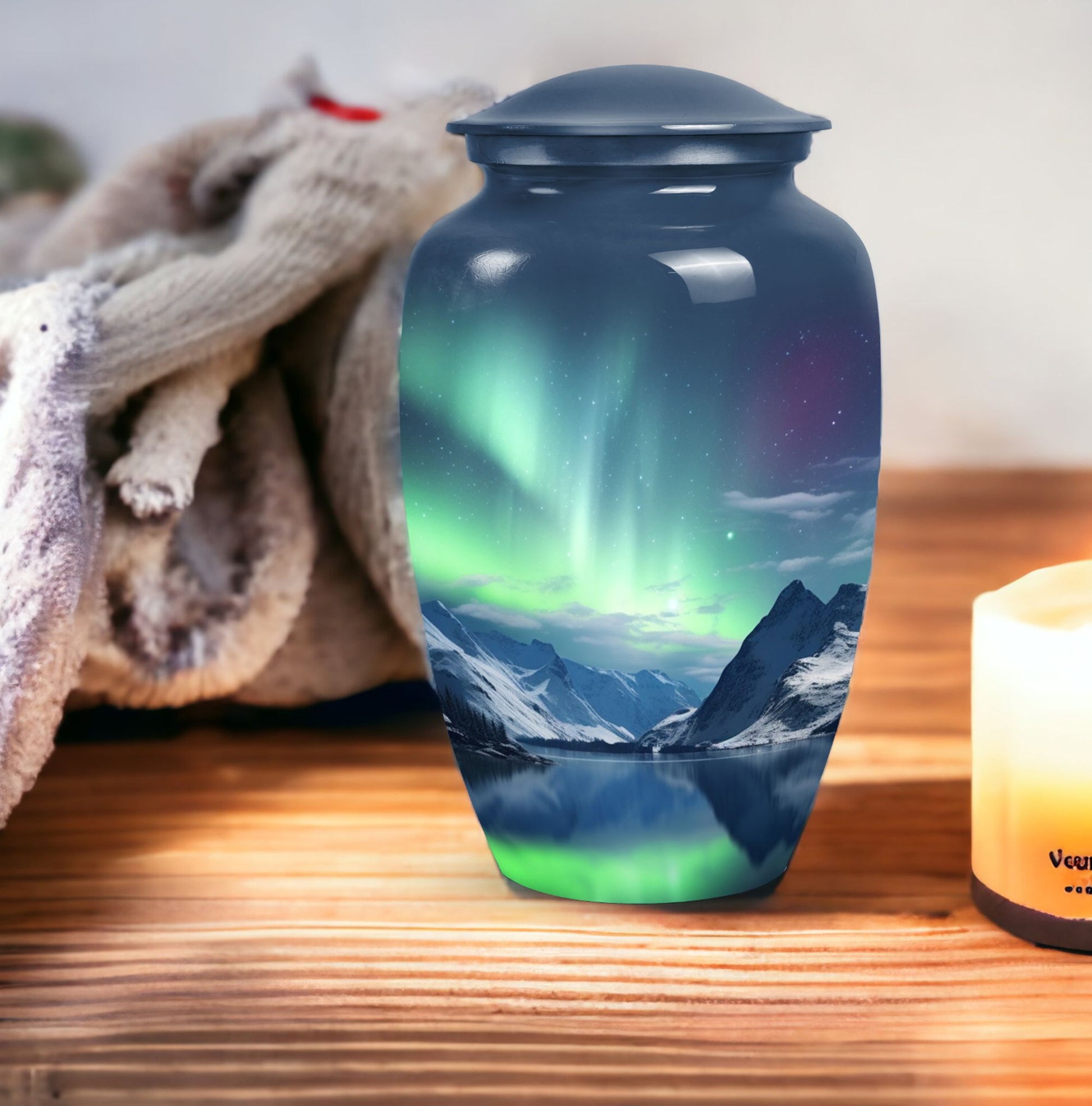 Aurora Borealis Memorial Urn for Adult Human Remains