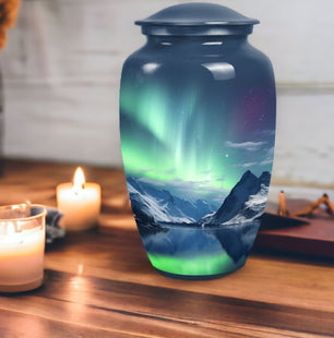 Aurora Borealis Memorial Urn for Adult Human Remains