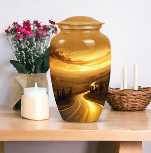 Sunset Landscape Nature Urn for Human Ashes