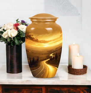 Sunset Landscape Nature Urn for Human Ashes