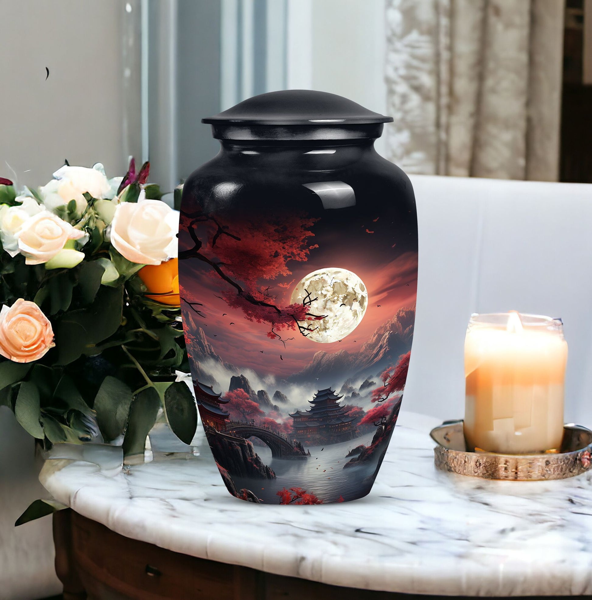 Large Moon Cremation Urn for Adult Ashes