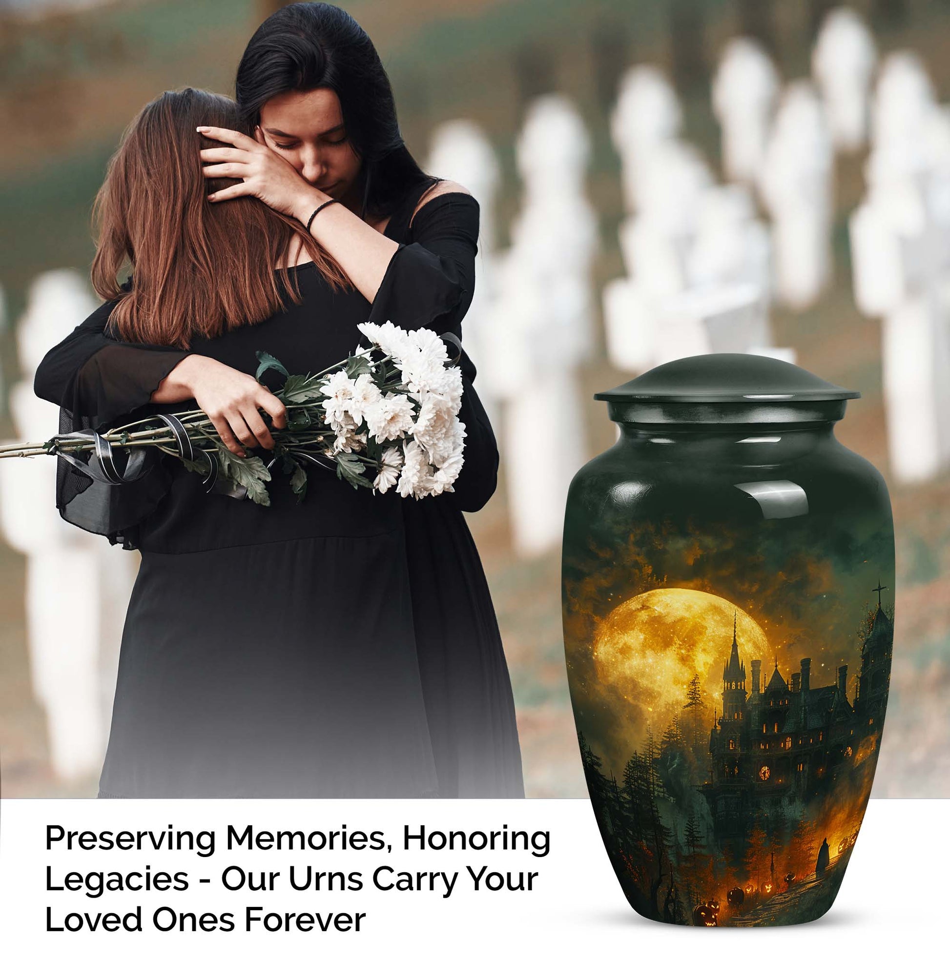 Handcrafted Moon Cremation Urn for Adult Human Ashes