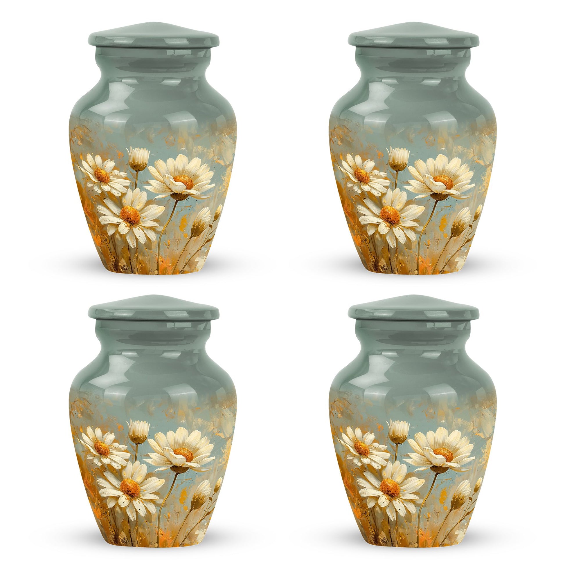 Daisy Flower Urn Small Set of 4