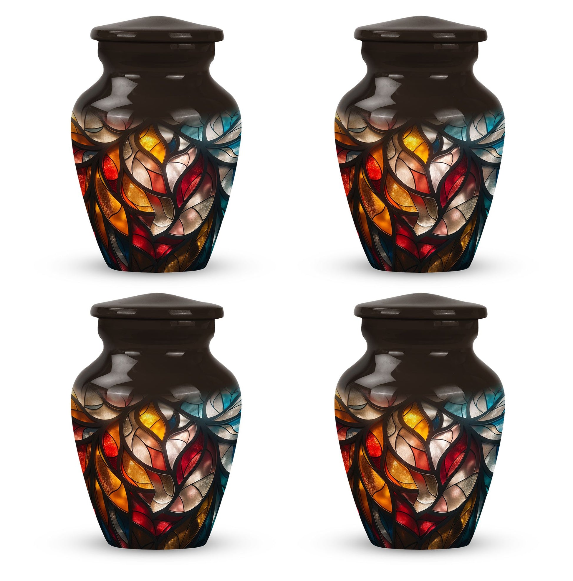 Stained Glass  Small Urn Set of 4 Combo