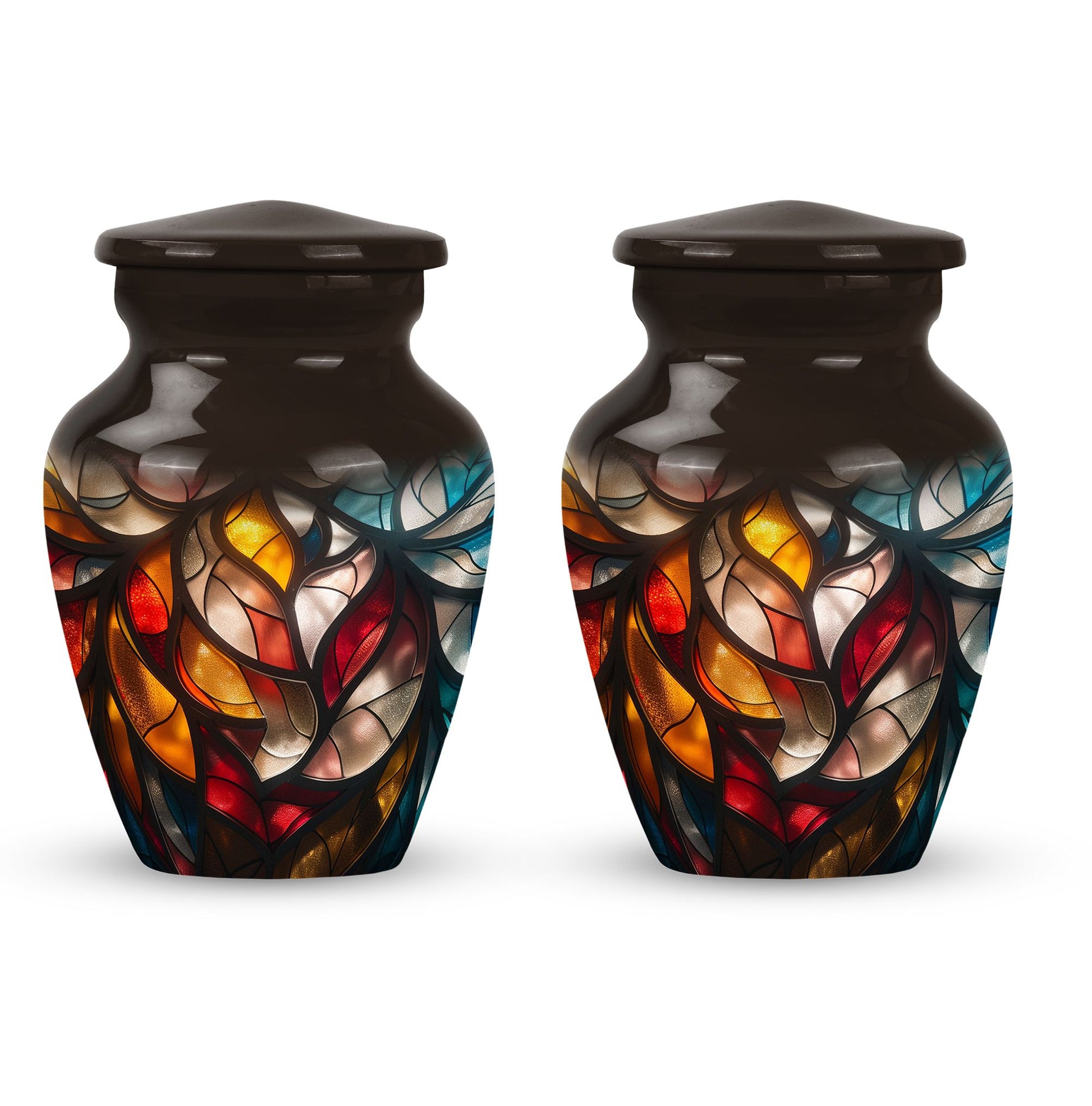 Stained Glass  Small Urn Set of 2 Combo