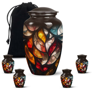 Stained Glass  Large urn & 4 Small Urn