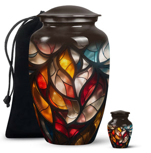 Stained Glass  Large urn & 1 Small Urn