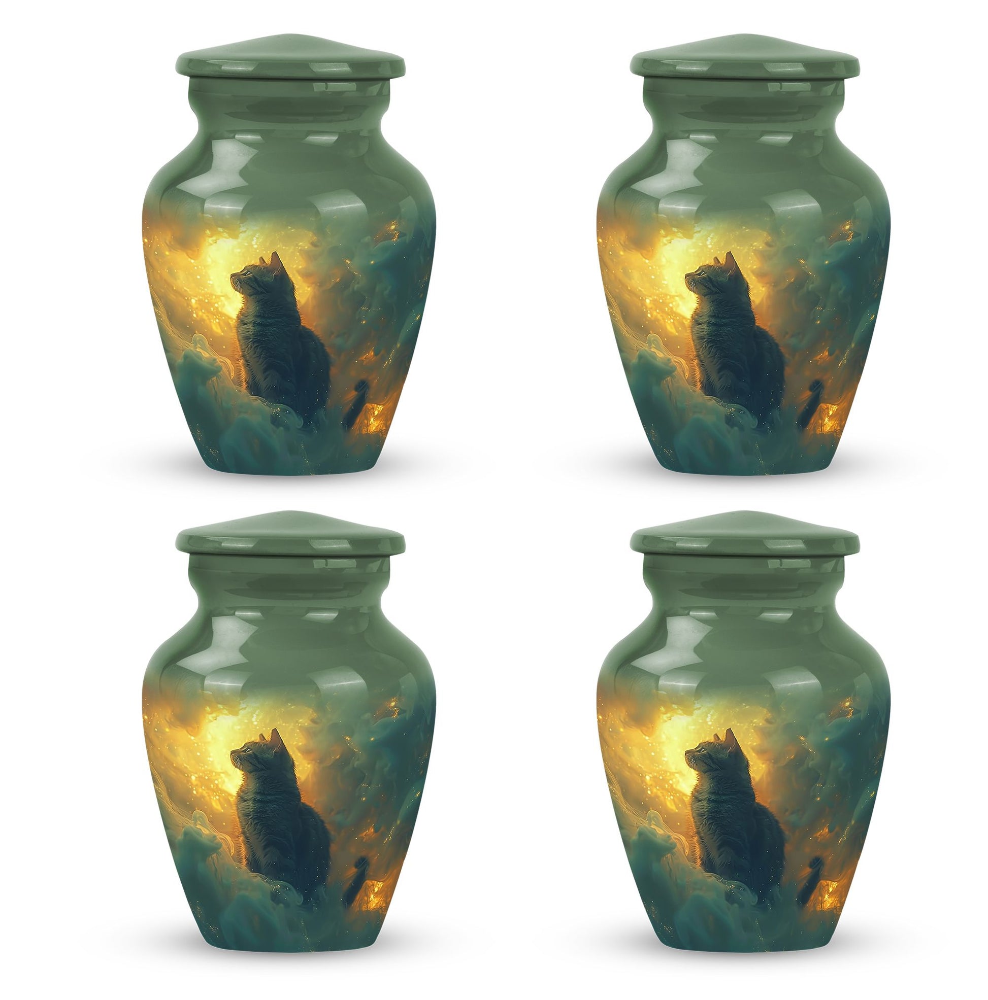 Cat  Small Urn Set of 4 Combo