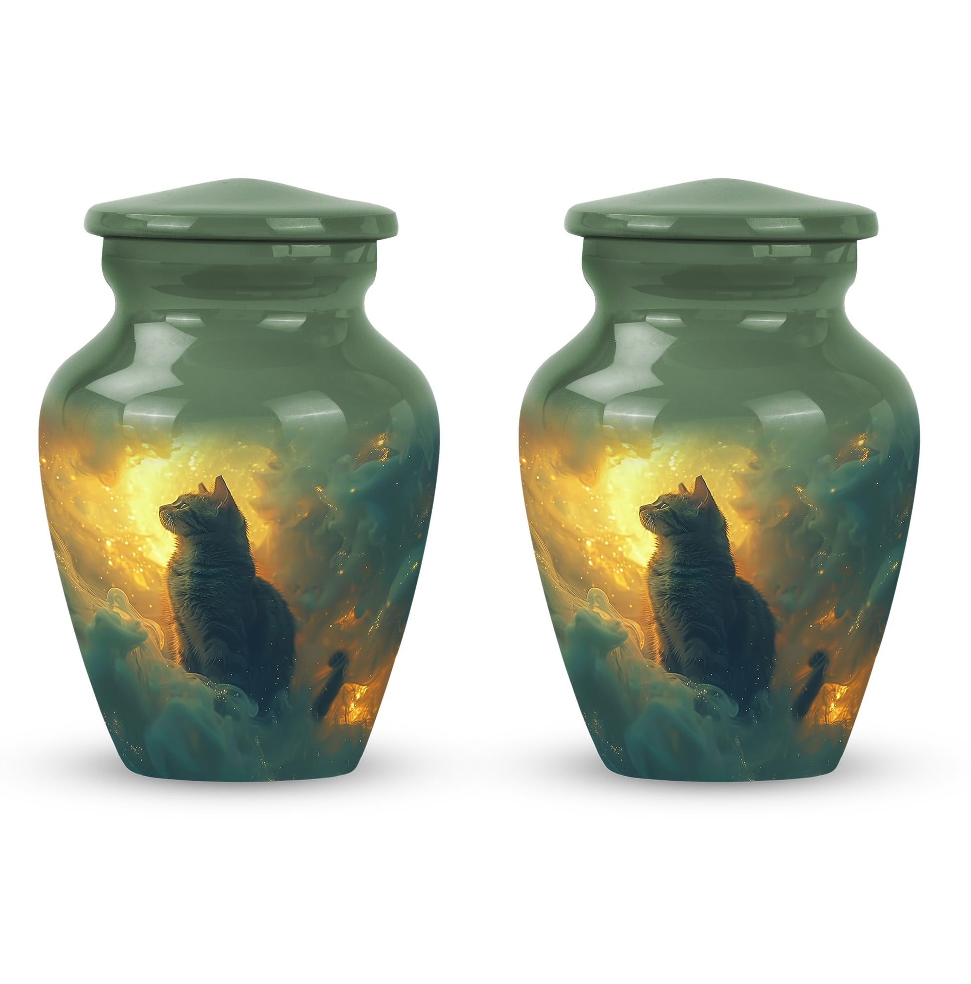 Cat  Small Urn Set of 2 Combo