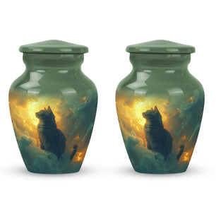 Cat  Small Urn Set of 2 Combo