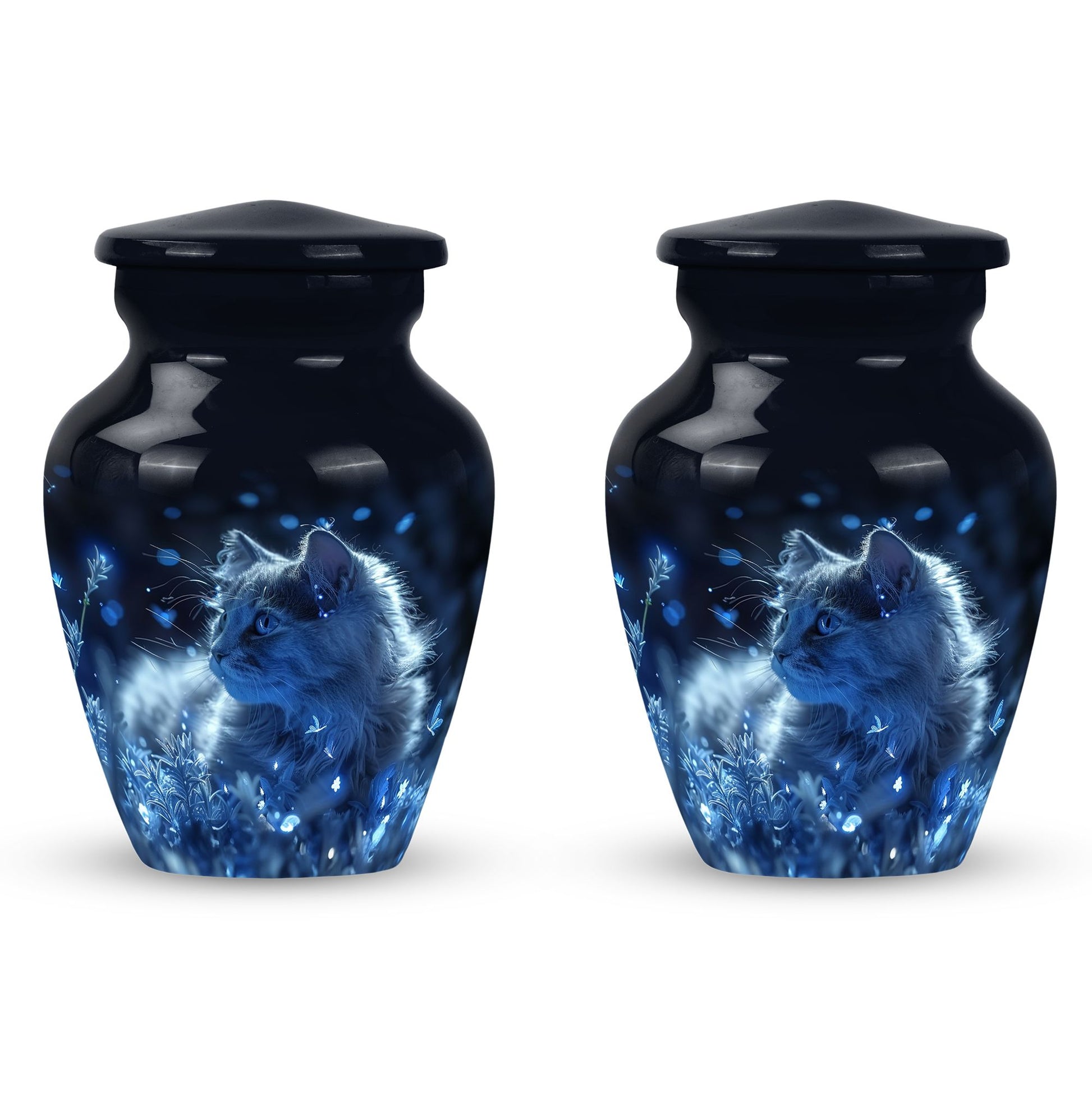 Cat  Small Urn Set of 2 Combo