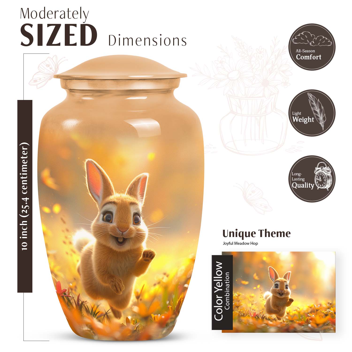 Handmade Rabbit Cremation Urn For Adult Remains