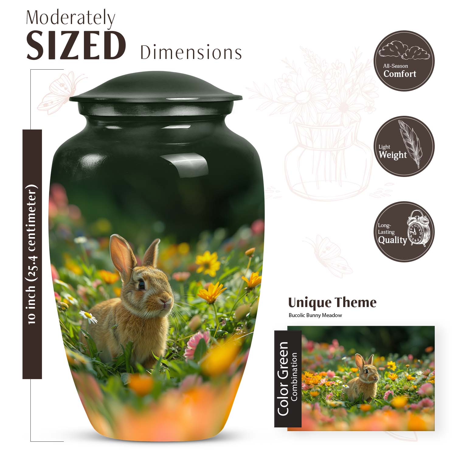 Beautiful Rabbit Cremation Urn for Human Ashes