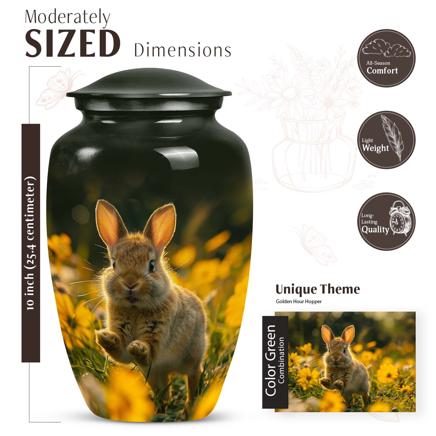 Large Rabbit Cremation Urn for Human Cremated Ashes