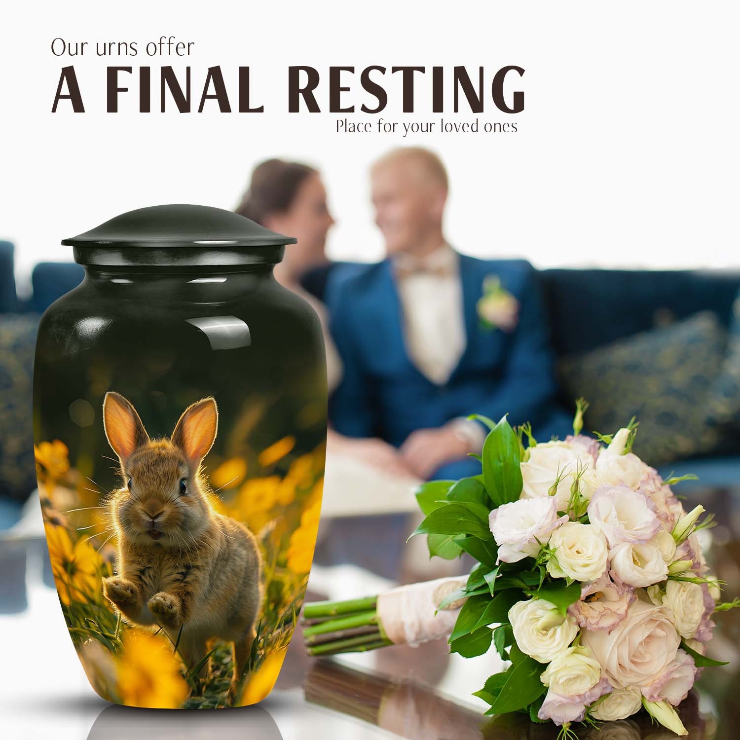 Large Rabbit Cremation Urn for Human Cremated Ashes