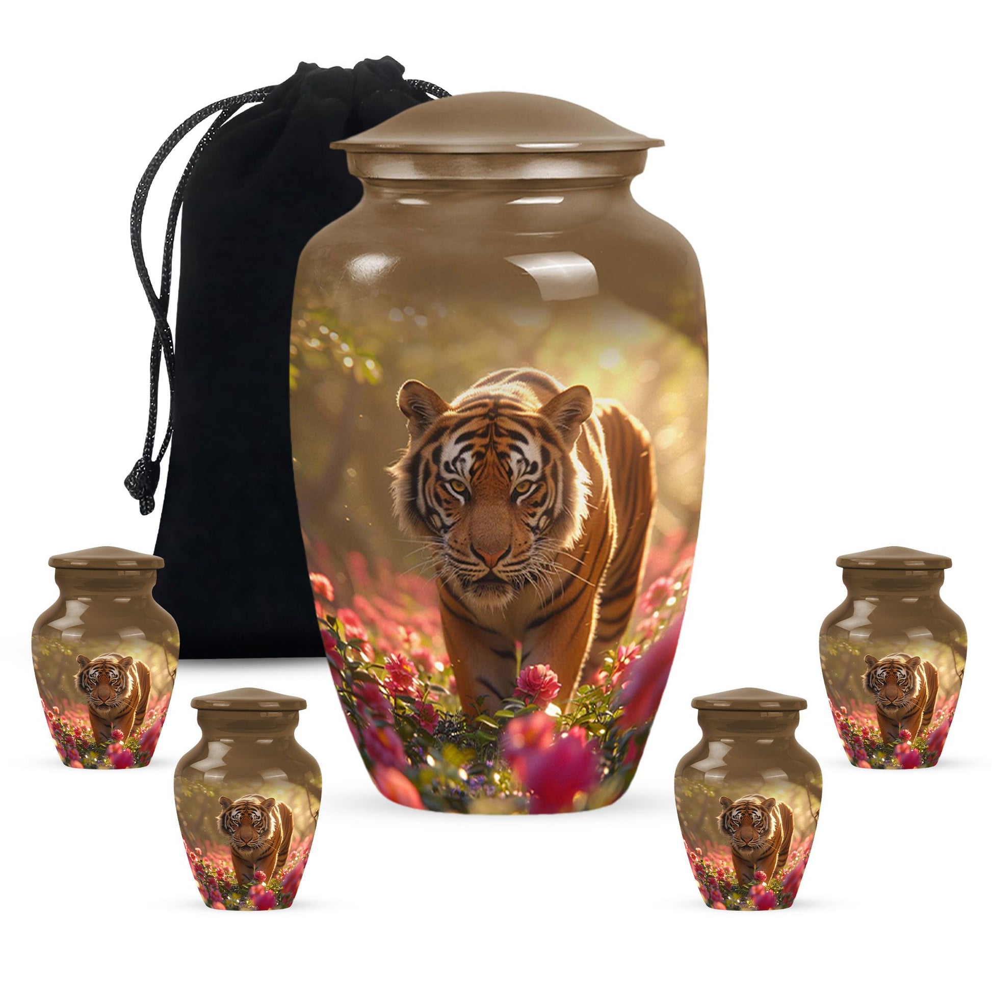 Tiger  Large urn & 4 Small Urn