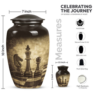 Chess Large Cremation Urn for Human Ashes