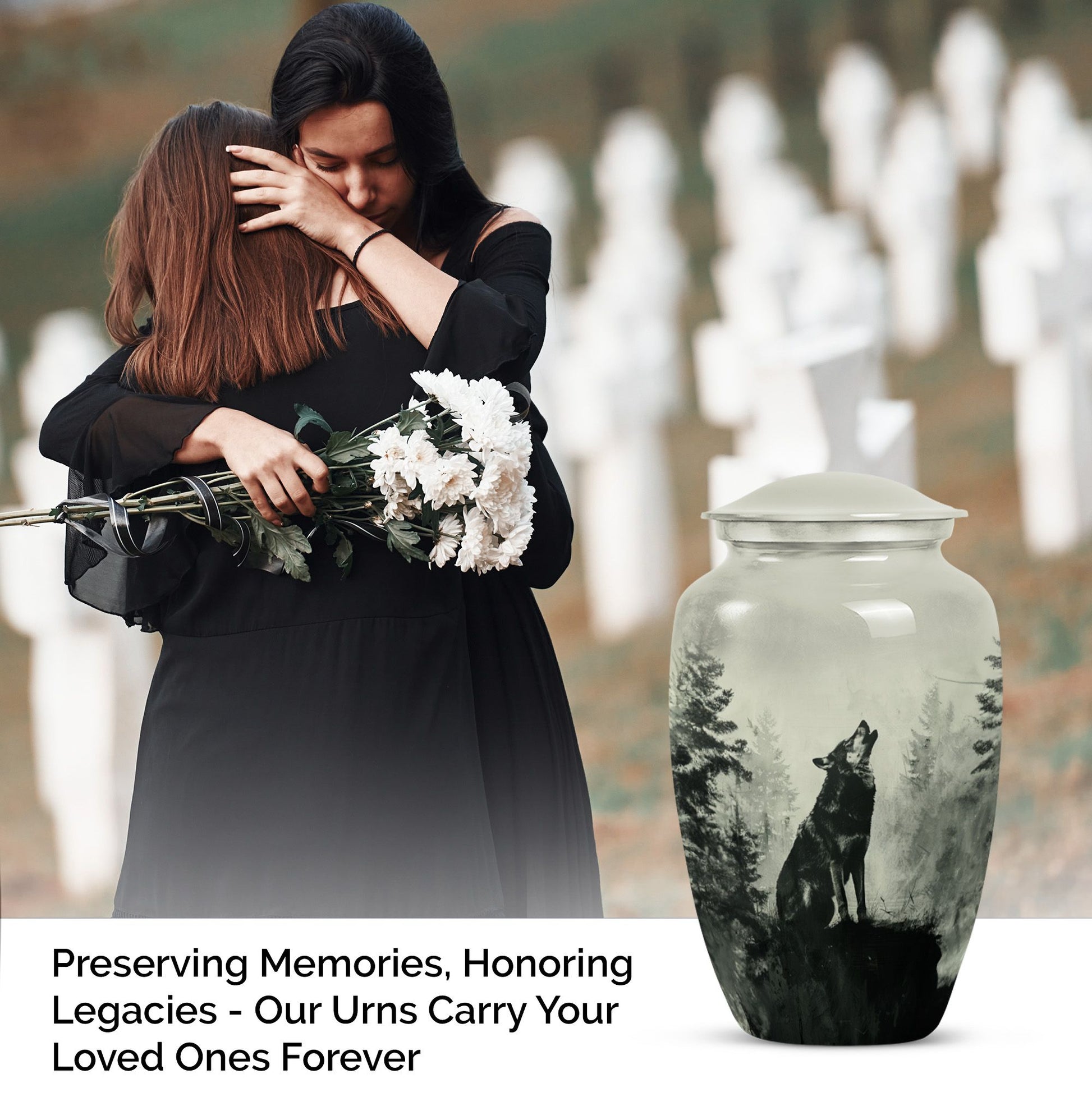 Beautiful Wolf Cremation Urn For Human Ashes