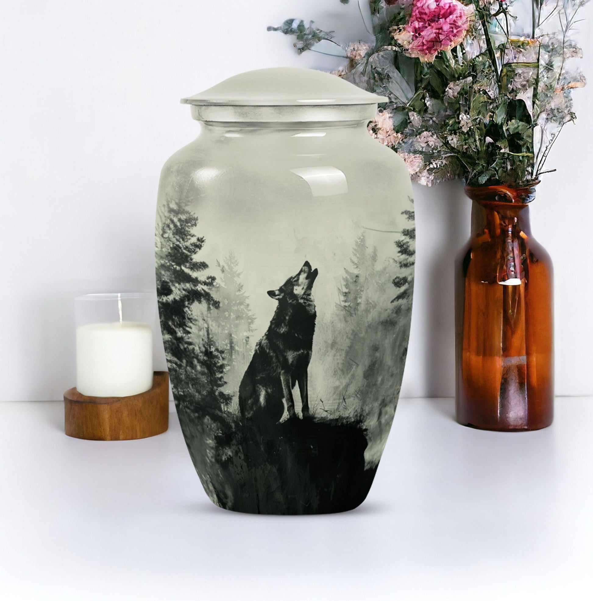 Beautiful Wolf Cremation Urn For Human Ashes