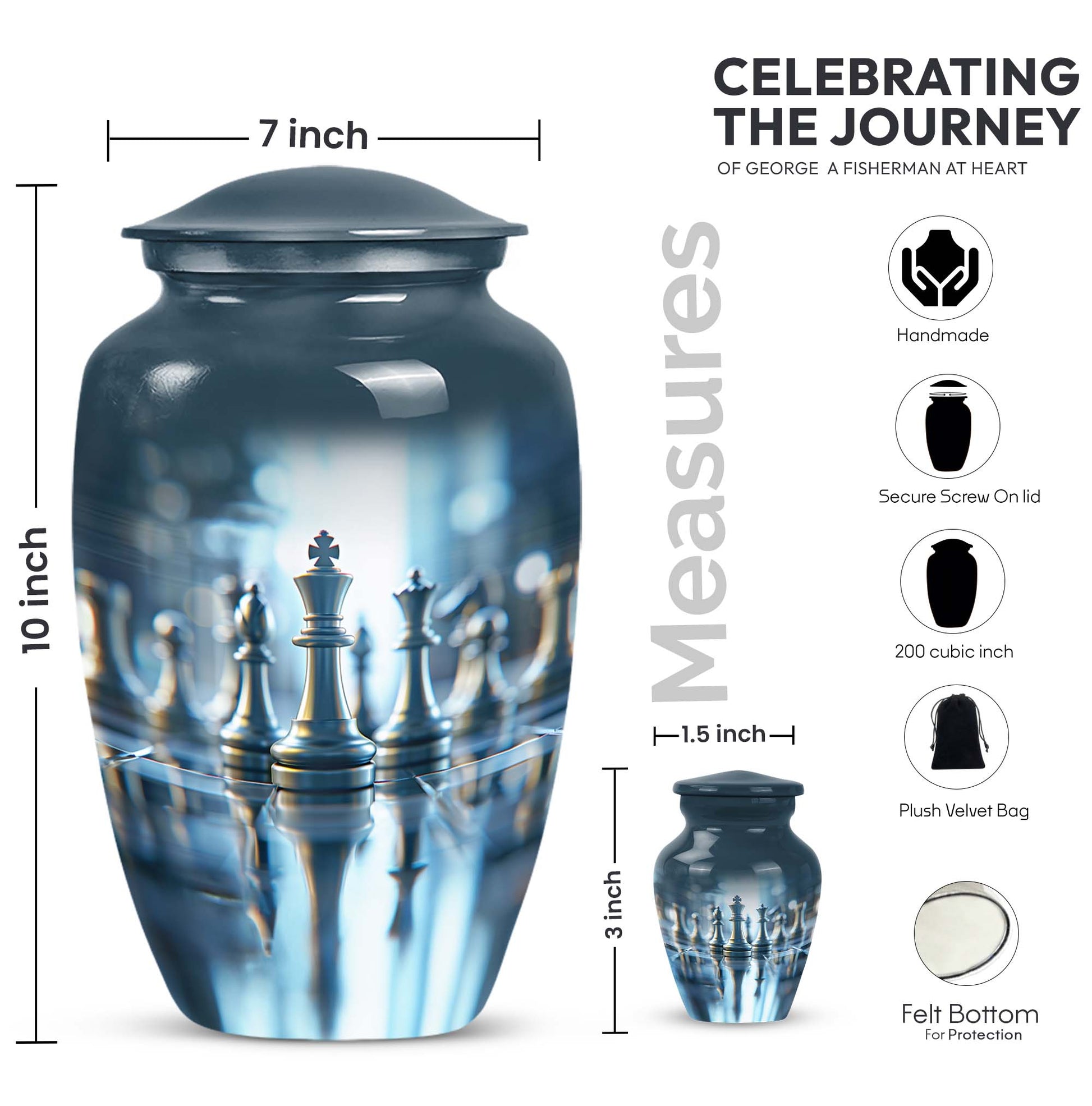 Chess Memorial Urn for Adult Human Ashes