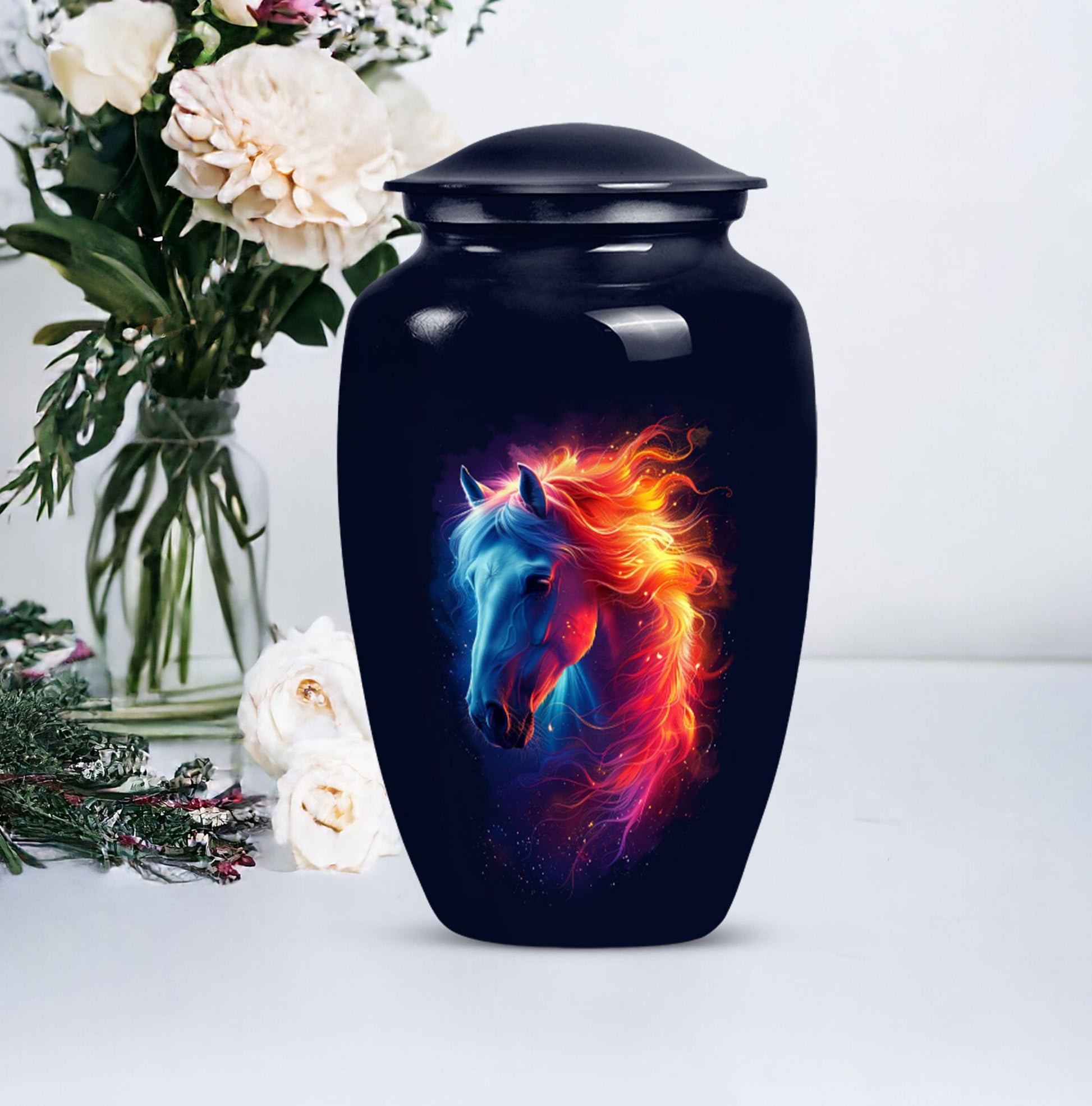 Golden Horse Cremation Urn for Human Ashes