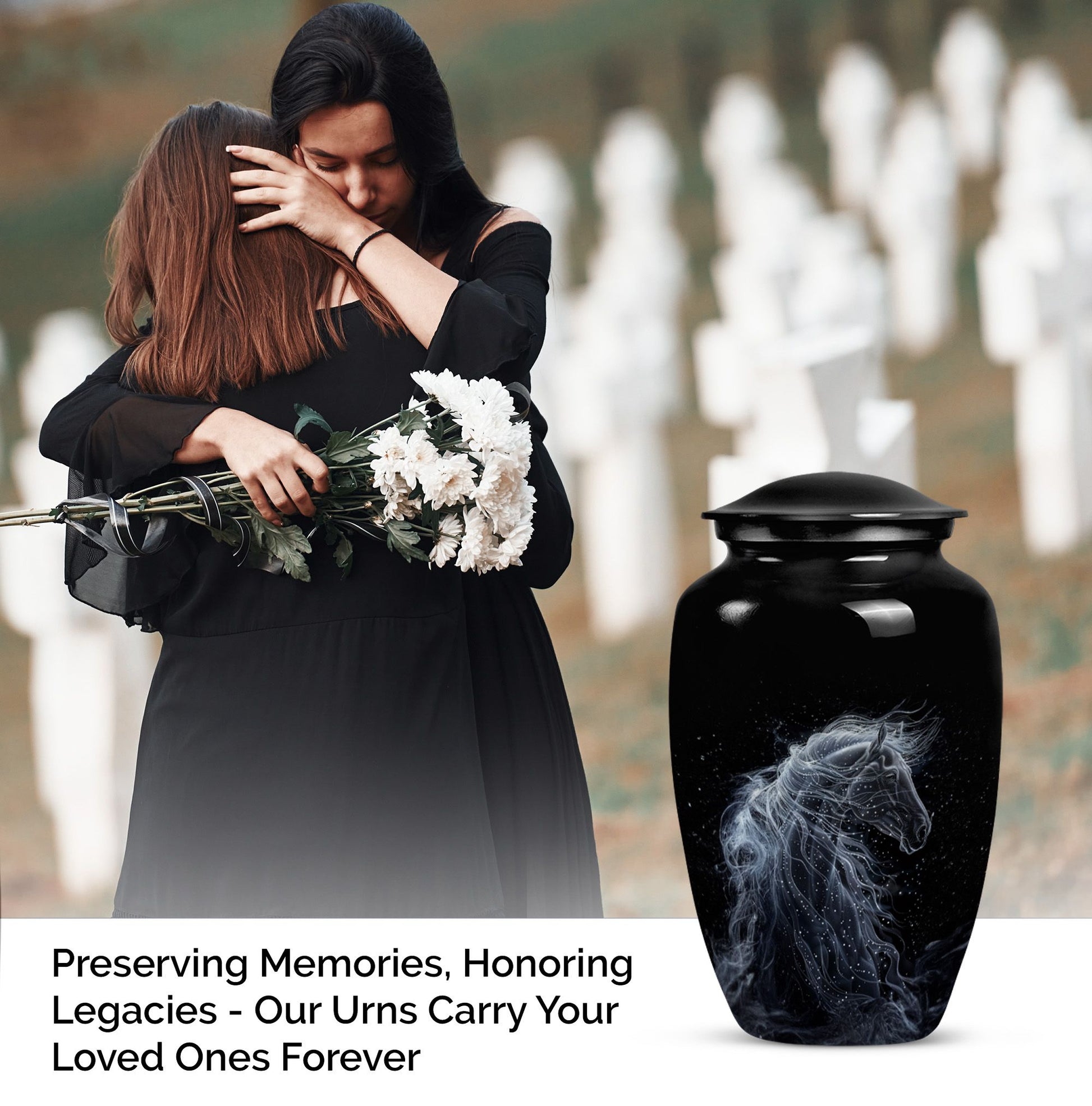 Black Stallion Cremation Urn for Human Ashes