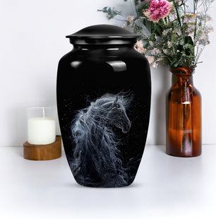 Black Stallion Cremation Urn for Human Ashes