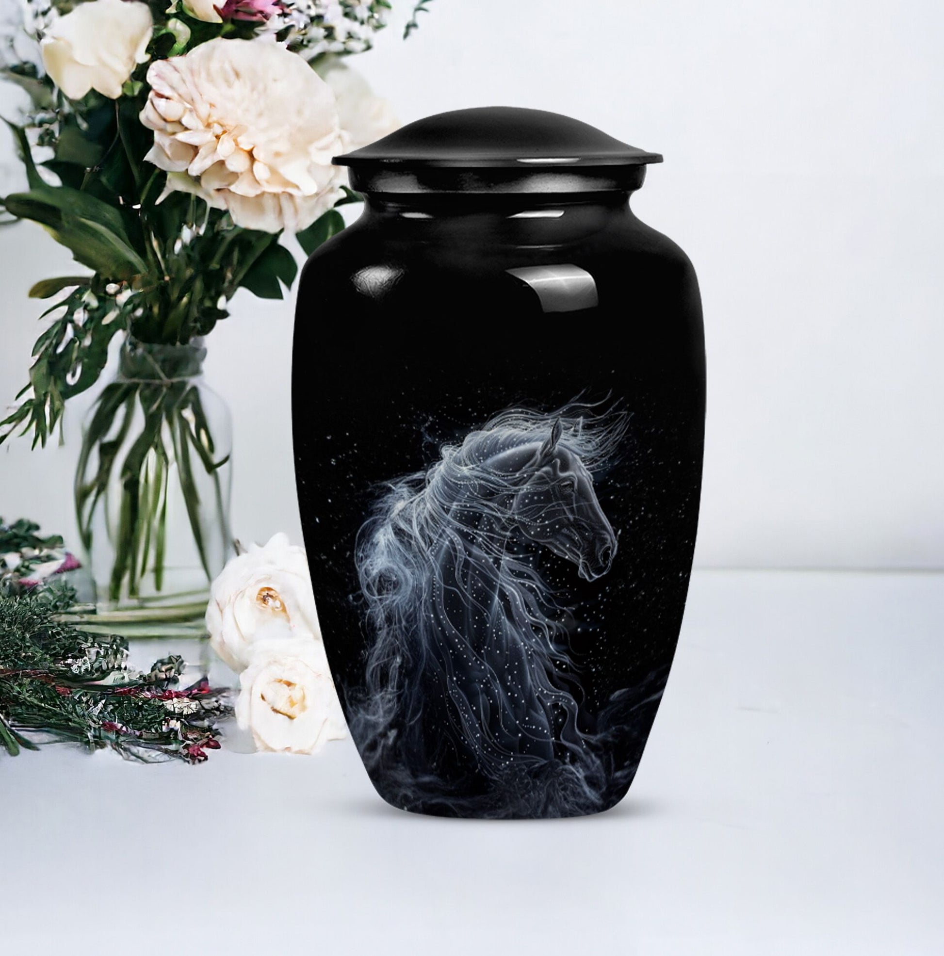 Black Stallion Cremation Urn for Human Ashes