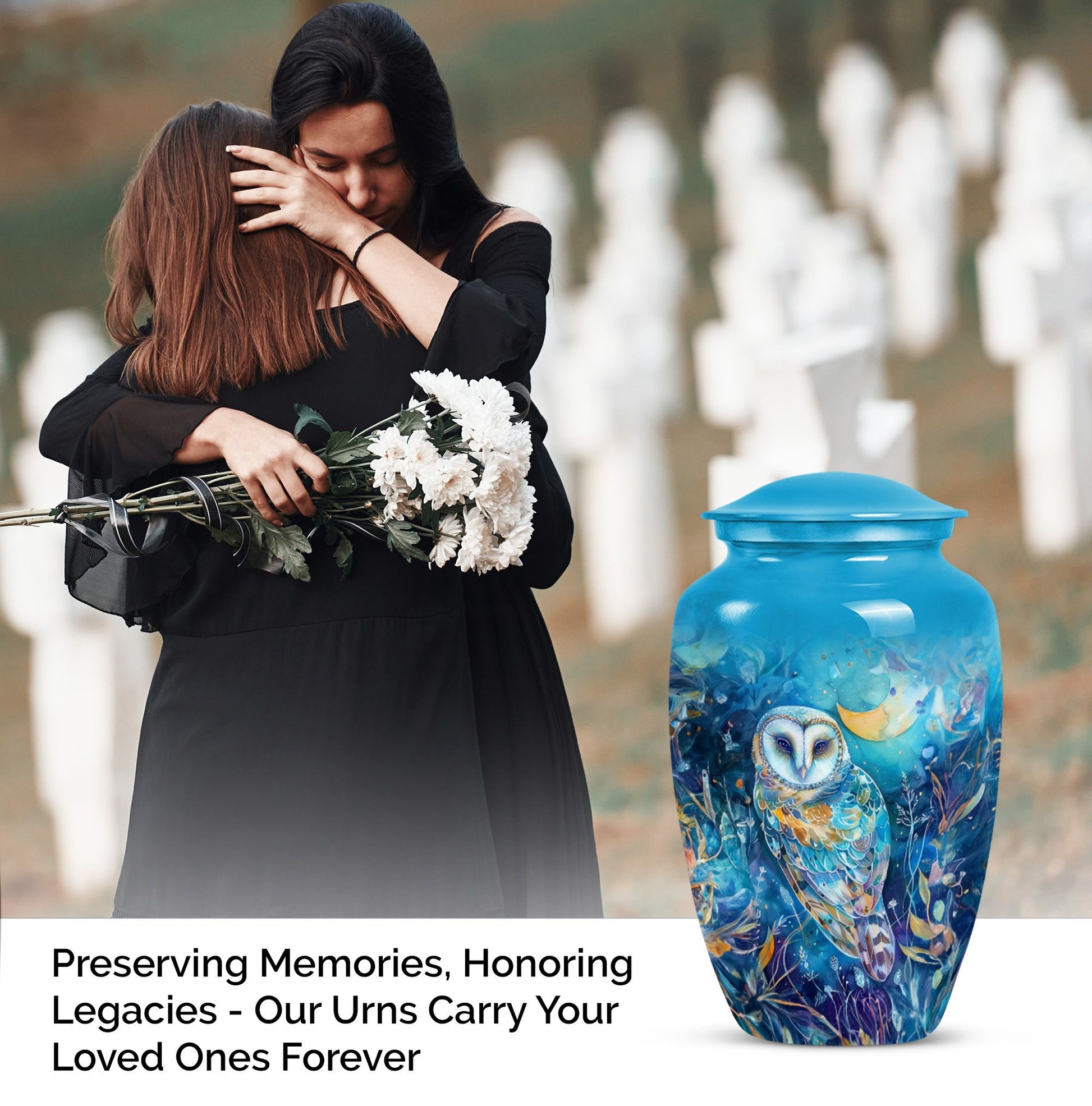 Owl Funeral Urn for Adult Human Ashes