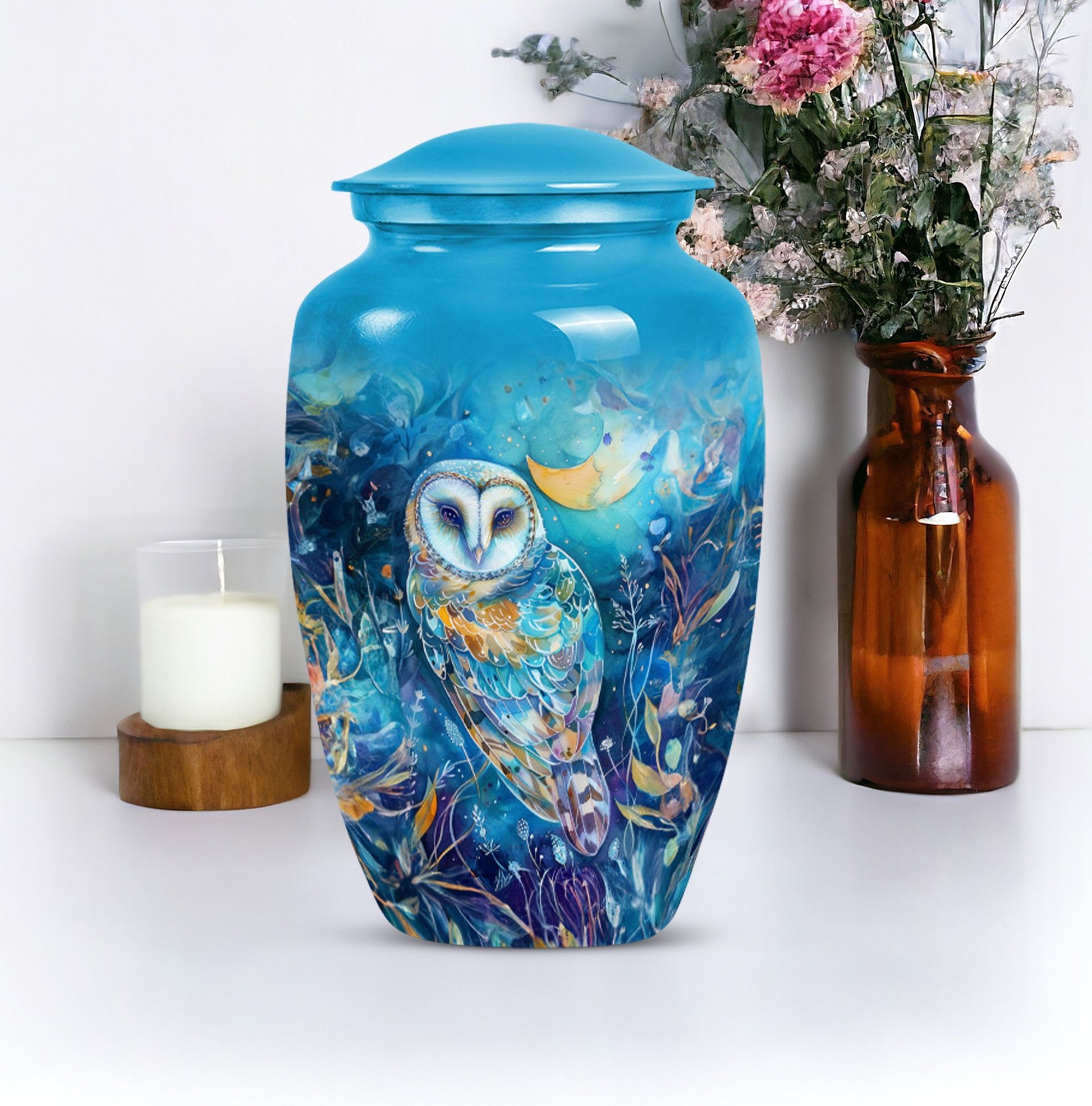 Owl Funeral Urn for Adult Human Ashes