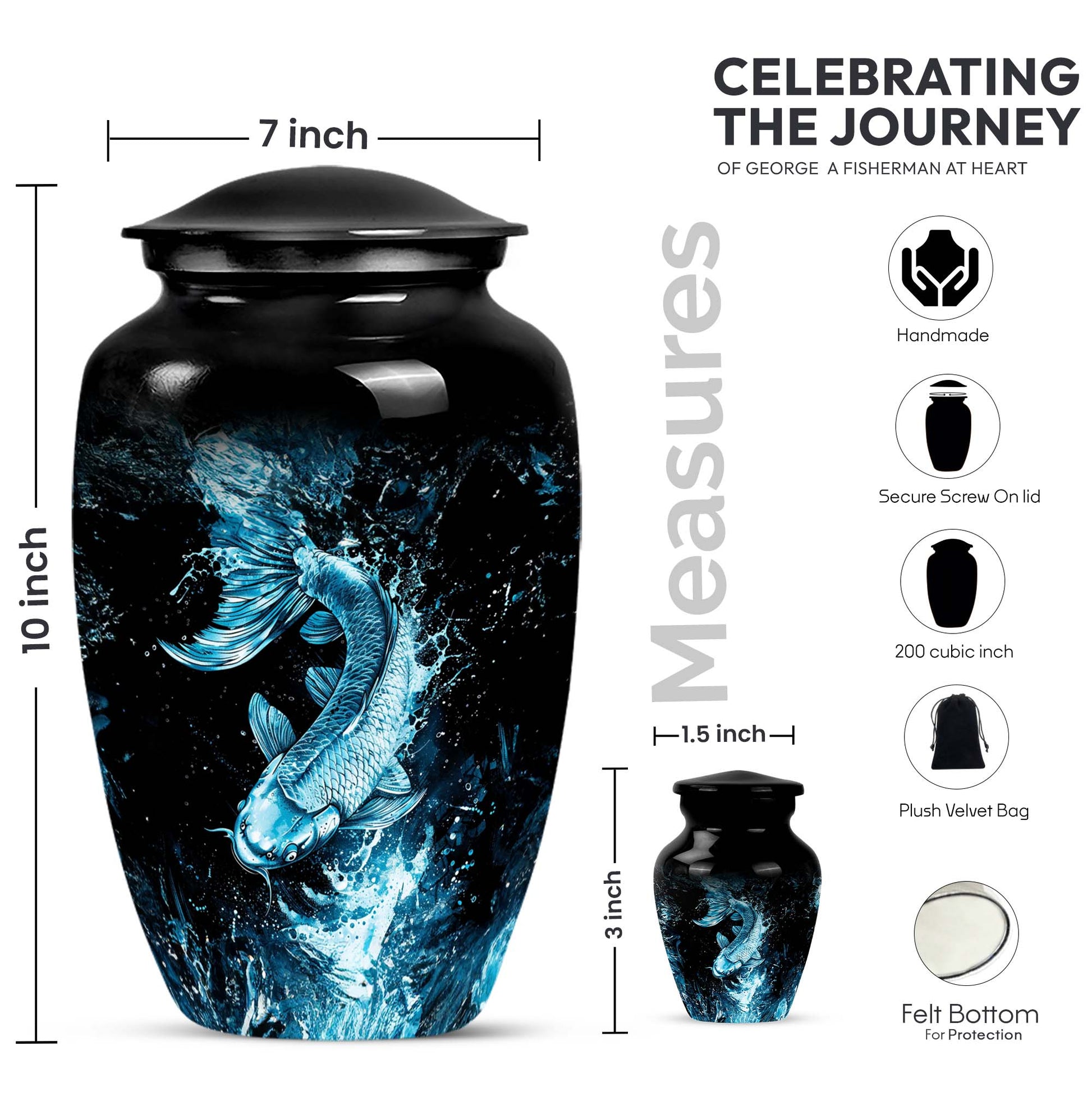 Fish Cremation Urn for Human Ashes - Memorial Urn