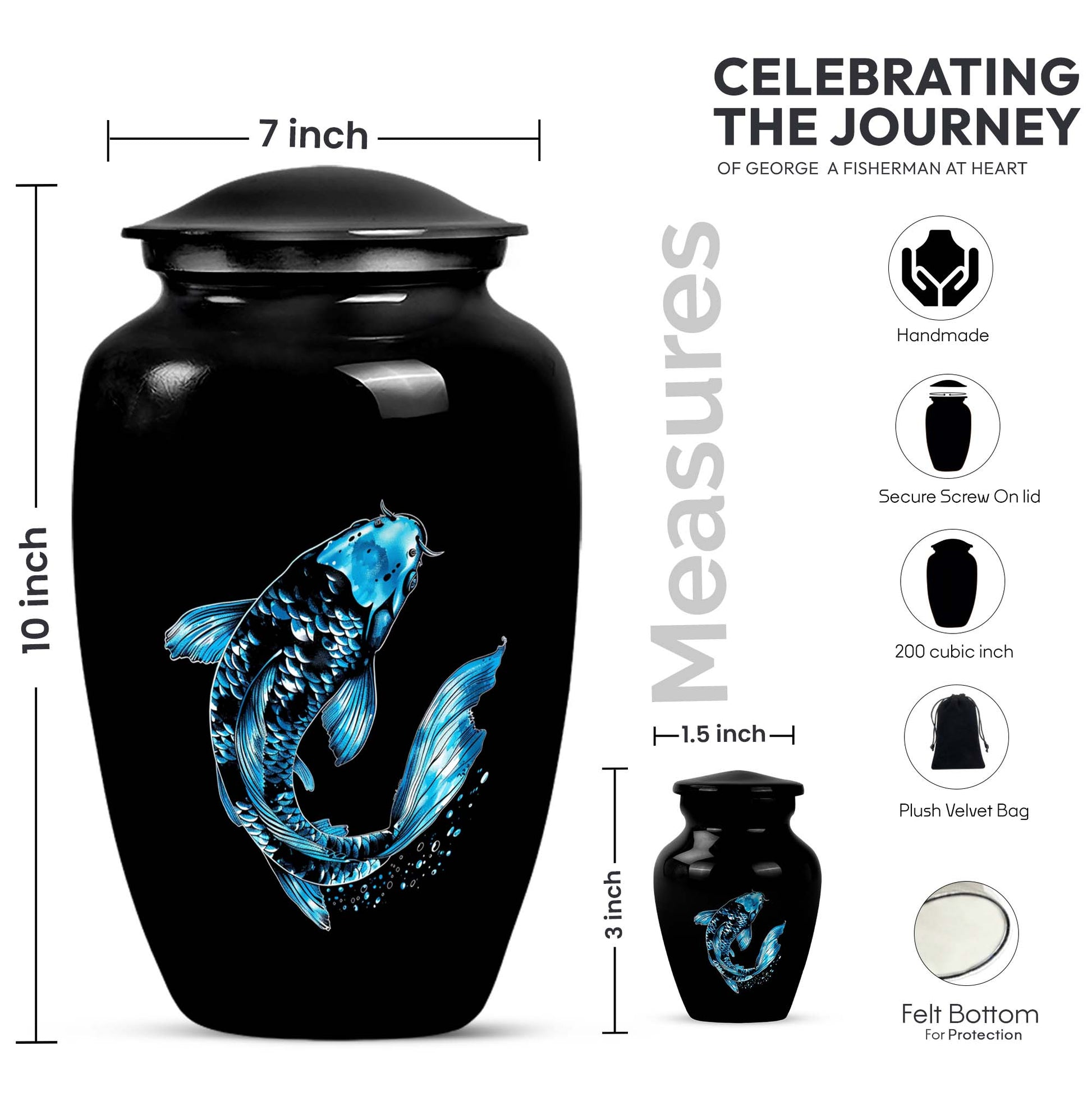 Fish Memorial Urn for Adult Human Ashes