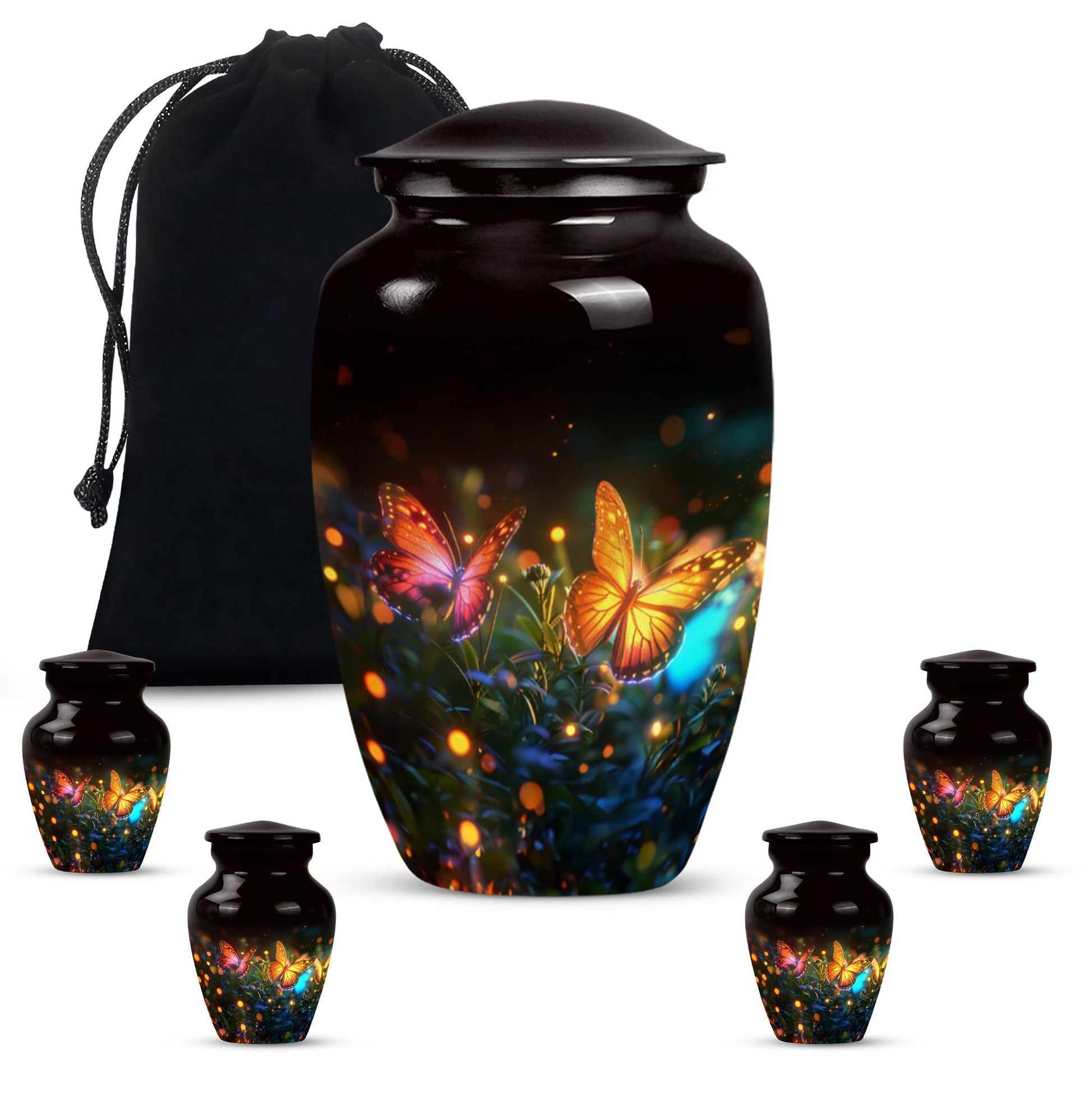 Butterfly  Large urn & 4 Small Urn