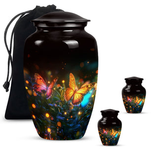 Butterfly  Large urn & 2 Small Urn