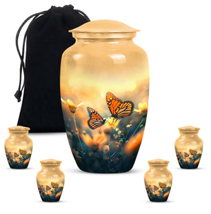 Butterfly  Large urn & 4 Small Urn