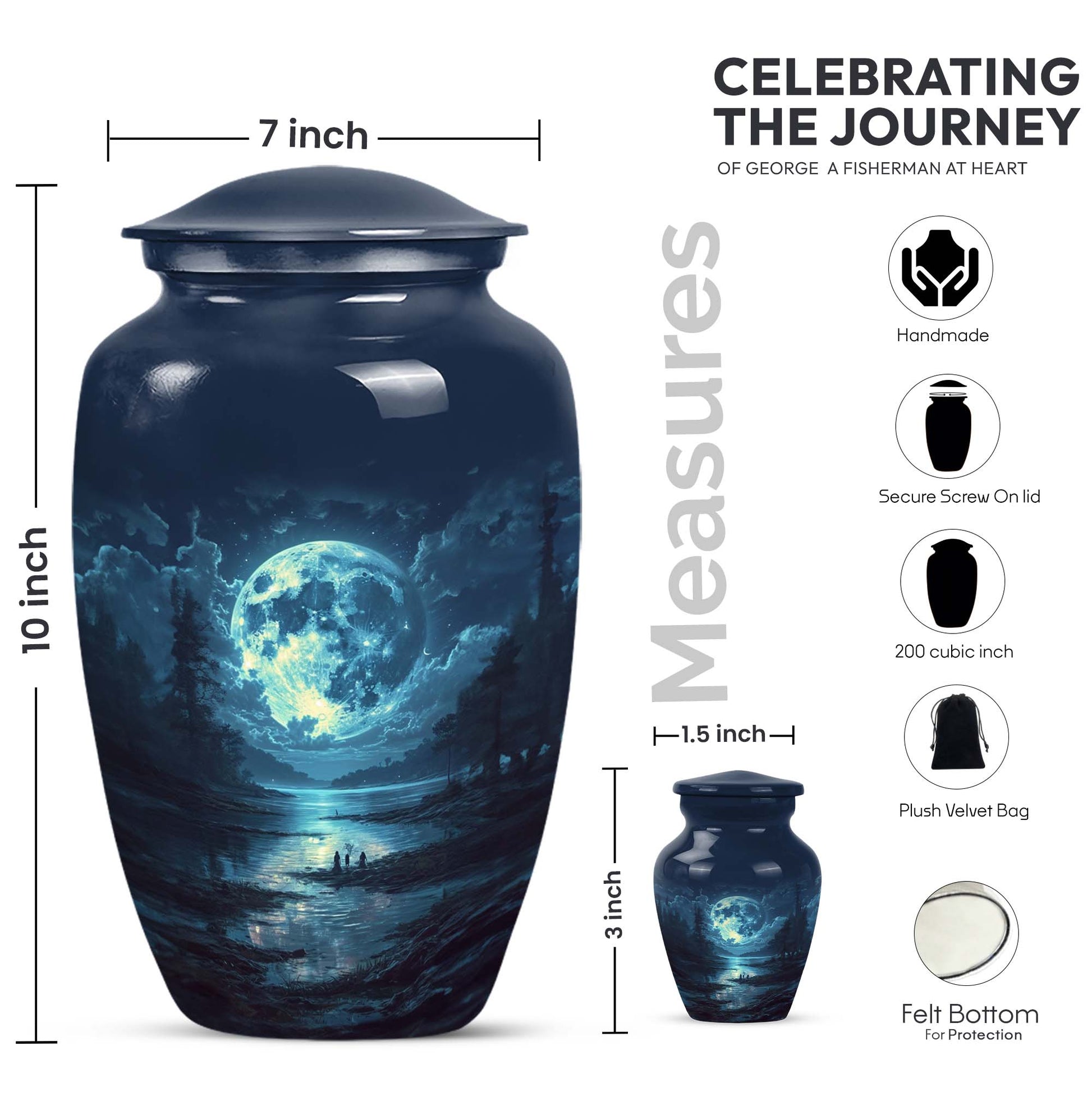 Large Lunar Cremation Container For Adult Human Ashes