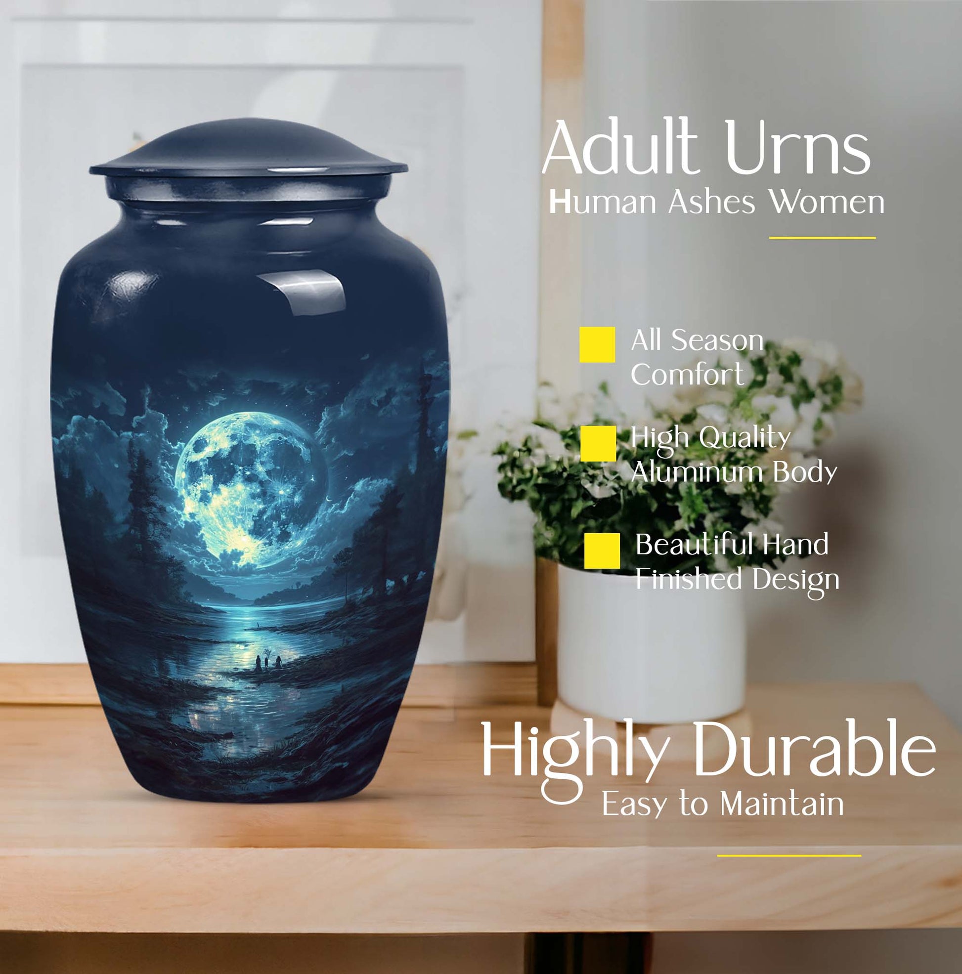 Large Lunar Cremation Container For Adult Human Ashes