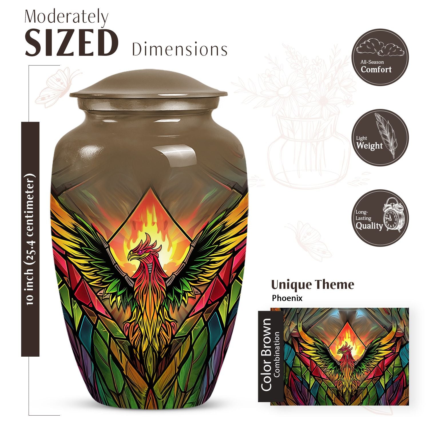 Phoenix Mini Cremation Urn For Adult Human Ashes