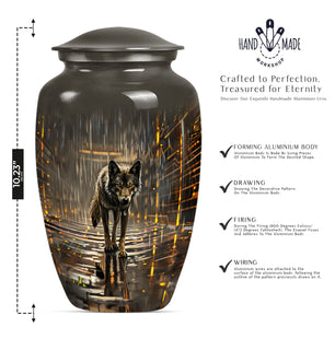 Large Wolf Cremation Urn For Human Ashes